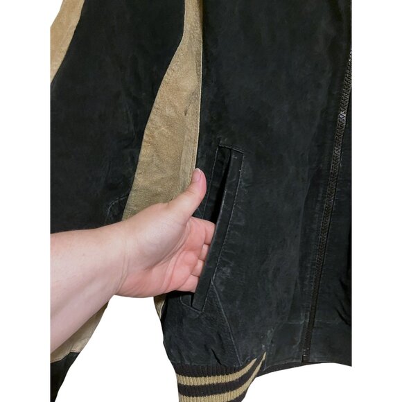 VTG Pittsburgh Penguins Suede Jacket L Bomber Letterman G-III Sports Carl Banks - Picture 6 of 16